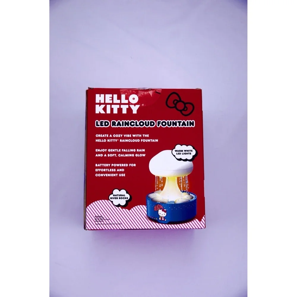 Hello Kitty LED Raincloud Fountain Ambient Cozy Warm White Light Waterfall NEW